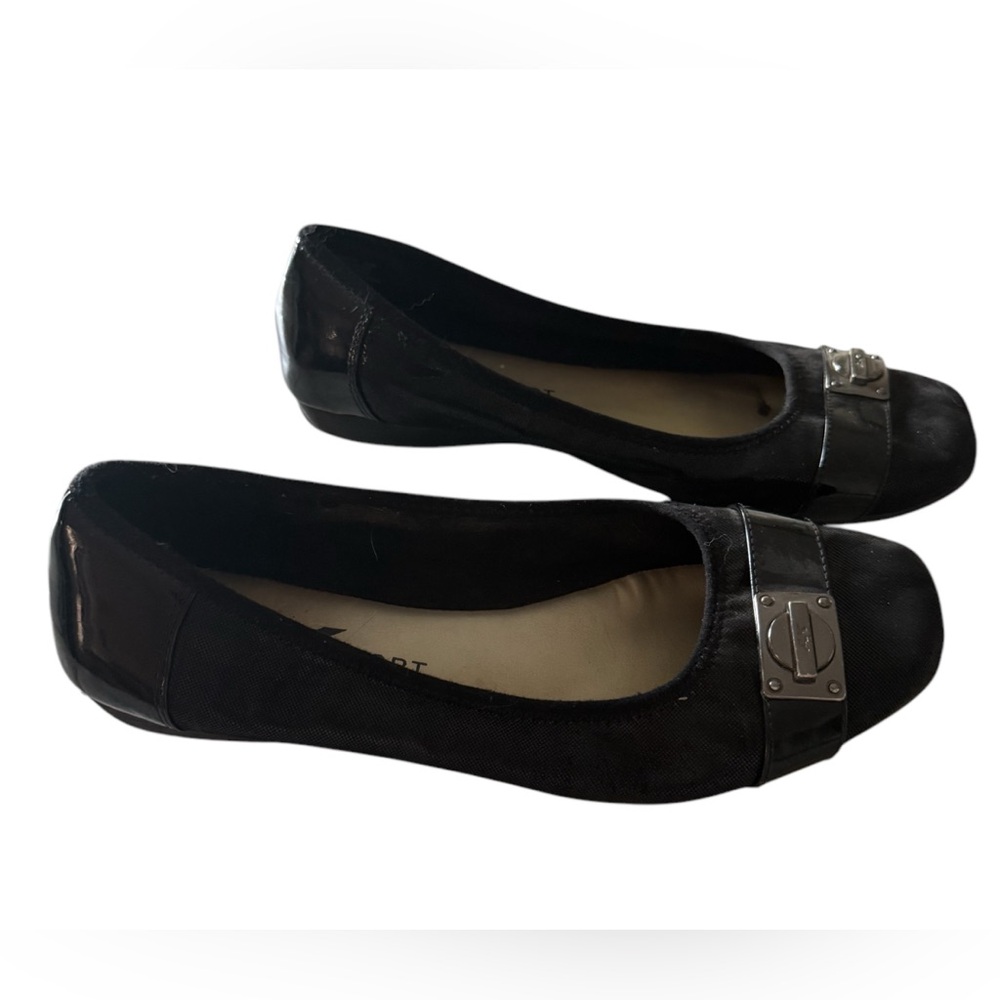 AK Klein Sport Black Women's Square Toe Buckle Ballet Shoes Flats 9.5